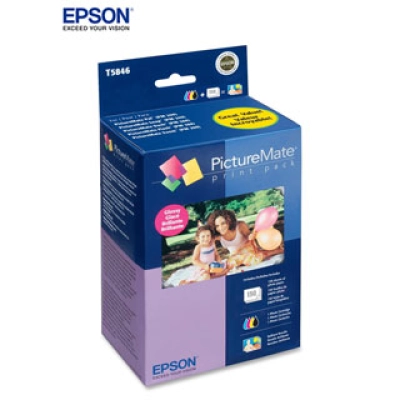 200 Series Print Pack 150 Hojas Papel Glossy T5846, Contiene Un Cartucho De Tinta De 4 Colores Y 150 Hojas De Papel Fotográfico Tamaño 10Cm X 15Cm