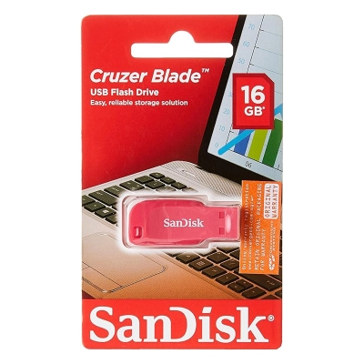 Memoria Flash Usb Sandisk Cruzer Blade 16Gb, Usb 2.0, Color Rosado Electrico