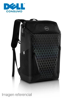 Mochila Dell Gaming 17, Para Notebooks De Hasta 17", Negro Con Panel Frontal Reflectivo.