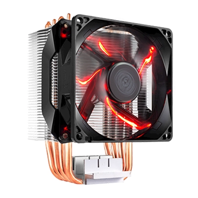 Fan Cooler Master Hyper H410R, Laminas De Aluminio Y Tubos De Cobre, Cdc 2.0, 12Vdc, Rojo.