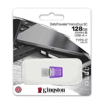 Memoria Flash Usb Kingston 128Gb Datatraveler Microduo 3C 200Mb/S Dual Usb-A Usb-C