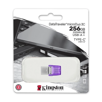 Memoria Flash Usb Kingston 256Gb Datatraveler Microduo 3C 200Mb/S Dual Usb-A Usb-C