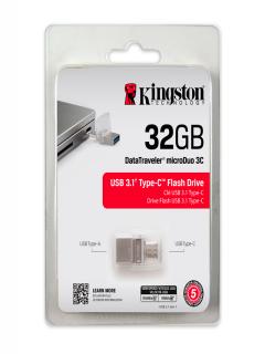 Memoria Flash Usb Kingston Data Traveler Microduo 3C, 32Gb, Dual Usb Tipo-A/Usb Tipo-C 3.1