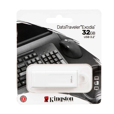 Memoria Flash Usb Kingston Datatraveler Exodia, 32Gb, Usb 3.2 Gen 1, Blanco
