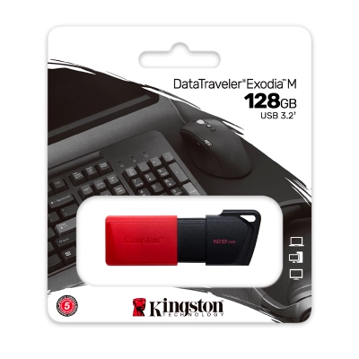 Memoria Flash Usb Kingston Datatraveler Exodia M, 128Gb, Usb 3.2 Gen 1, Rojo