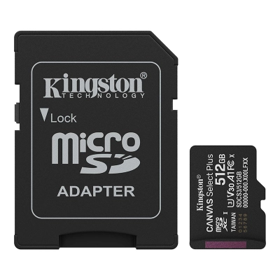 Tarjeta De Memoria Kingston 512Gb Microsd Canvas Select Plus -150Mb/Seg - Uhs-I Clase 10