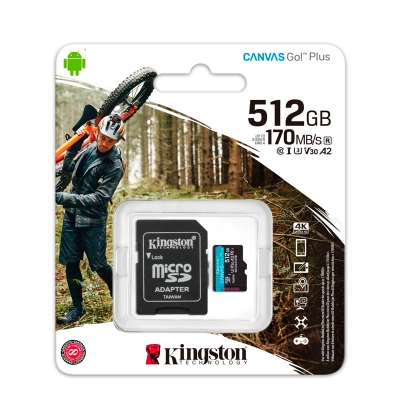 Memoria Micro-Sd Kingston Canvas Go! Plus, 512Gb, Con Adaptador Sd