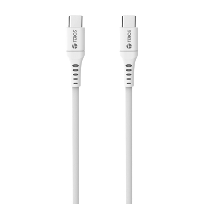 Cable Usb Teros Te-70208W, Tipo C A Tipo C, 5A, 100W Máx, Blanco