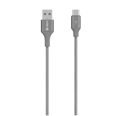 Cable Usb Teros Te-70211W, Tipo A A Tipo C, 3A, 60W Máx, Gris