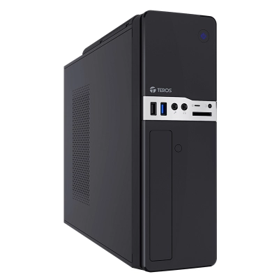 Case Teros Te-1032S, Slim, 250 W, Usb 3.2 / Usb 2.0, Audio Hd, Dvd, Negro