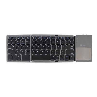 Teclado Inalámbrico Plegable Teros Te-4075S, Bt 3.0, Gris