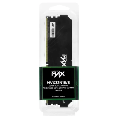 Memoria Udimm Macrovip Max, Mvx32N16/8, 8Gb Ddr4-3200Mhz Pc4-25600, Cl16, 288-Pin.