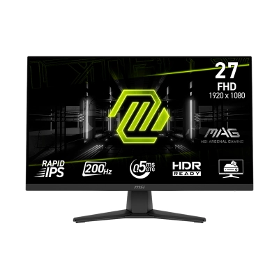 Monitor Plano Gaming Msi Mag 272F, 27" Fhd Rapid Ips, Hdmi, Dp, 200 Hz, 0.5 Ms,Color Negro