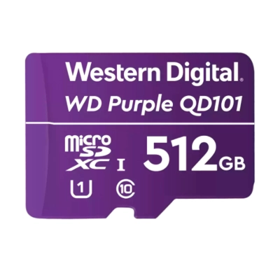 Memoria Flash Wd Purple 512Gb Sc Qd101 Microsd, Ideal Para Camaras De Videovigilancia.
