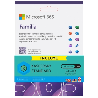 Lic. Virtual (Esd) Kit Microsoft 365 Familia Kaspersky (Lic De 12 Meses/1 A 6 Usuarios)