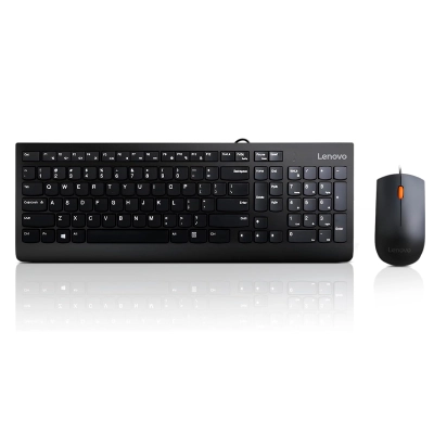 Kit Combo Teclado Mouse Lenovo 300, Interfaz Usb, Ambidiestro, Diseño Elegante.
