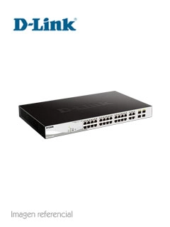 Switch D-Link Dgs-1210-28Mp, Capa L2, 24 Rj-45 Gbe, Poe, 4 Puertos Gbe/Sfp.