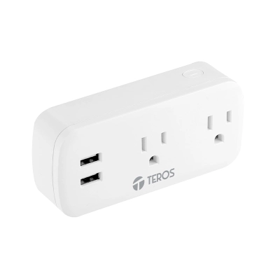Tomacorriente Inteligente Teros Te9102W, Incluye 2 X Tomas / 2 X Usb / Wi-Fi, Color Blanco