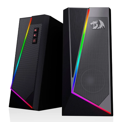 Parlantes De Escritorio Redragon Gs520, 2.0-Canales, Retroiluminacion Led Rgb, Usb, 3.5Mm