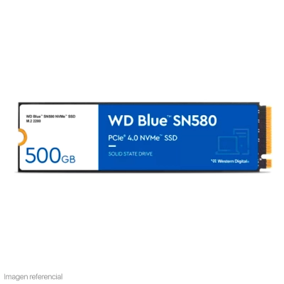 Unidad En Estado Solido Western Digital Blue Sn580 Nvme 500Gb M.2 2280 Pcie Gen4 Nvme 1.4B
