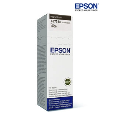 Botella De Tinta Epson 673 (T673120), Color Negro, Contenido 70 Ml, Para Impresora L800. Presentación En Caja.