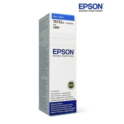 Botella De Tinta Epson 673 (T673220), Color Cian, Contenido 70 Ml, Para Impresora L800.Presentación En Caja.