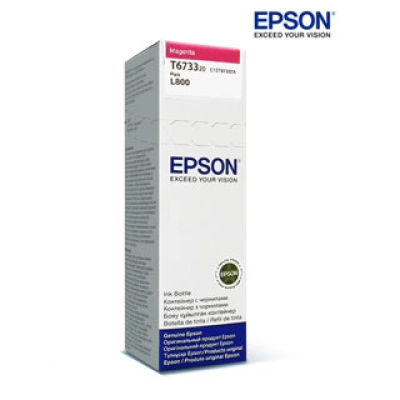 Botella De Tinta Epson 673 (T673320), Color Magenta, Contenido 70 Ml, Para Impresora L800.Presentación En Caja.