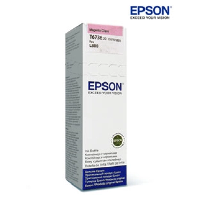 Botella De Tinta Epson 673 (T673620), Color Magenta Claro, Contenido 70 Ml, Para Impresora L800. Presentación En Caja.