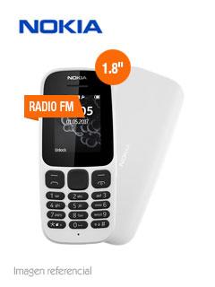 Teléfono Celular Nokia 105 (2017), 1.8" Qqvga, 120X160 Px, 2G, Sim, Desbloqueado.