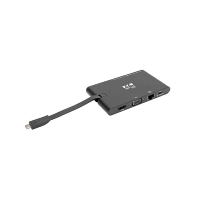 Estación De Carga Usb-C Tripp-Lite, 4K Hdmi, Vga, Usb 3.X (5Gbps), Hub Usb-A, Rj-45, Negro