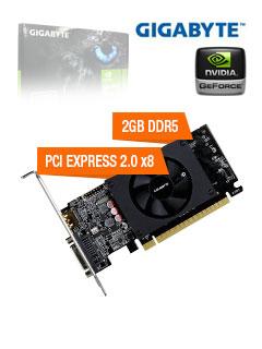 Tarjeta De Video Gigabyte Nvidia Geforce Gt 710, 2Gb Ddr5 64-Bit, Pci-E 2.0 X8, Lowprofile
