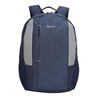 Mochila Teros Te-9040Bl, Para Laptops De Hasta 15.6", Color Azul Con Gris