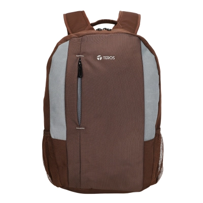 Mochila Teros Te-9040Br, Para Laptops De Hasta 15.6", Color Marrón Con Gris