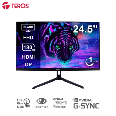 Monitor Plano Gaming Teros Te-2475G, 24.5" Fhd Va, 180Hz, 1Ms, Hdmi, Dp, Audio Out
