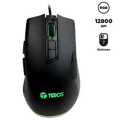 Mouse Gamer Teros Te-1211G, 7 Botones, Rgb, Negro