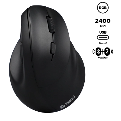 Mouse Inalámbrico Teros Te-5169N, 2.4Gbluetooth, 2400 Dpi, Usb, Color Negro