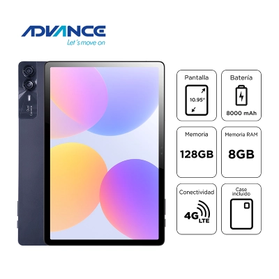 Tablet Advance Novapad Np6070, 10.95" Ips 1920*1200, 8Gb Ram, 128Gb, Android 15, 4G Lte
