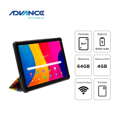 Tablet Advance Smartpad Sp3703 Wifi 10.1" Wxga Ips A333 1.75Ghz 4Gb 64Gb Android 15 Gris