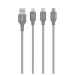 Cable De Carga 3 En 1 Teros Te-70210W, Usb A Tipo C/Lightning/Micro Usb, 17.5W Máx, Gris Lado00
