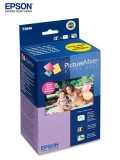 200 Series Print Pack 150 Hojas Papel Glossy T5846, Contiene un cartucho de tinta de 4 colores y 150 hojas de papel fotográfico tamaño 10cm x 15cm