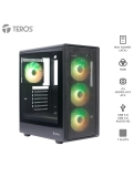 Case sin fuente gamer TEROS TE-1323G, MidTower, ATX  /  MICRO-ATX  /  ITX, USB-A, Audio (Caja Abierta)