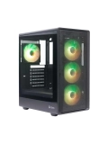 Case sin fuente gamer TEROS TE-1323G, ITX, M-ATX, ATX, 3.5" y 2.5", negro