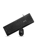 Kit teclado y mouse TEROS TE-5010CS, USB, 1000-2000 DPI, 4 botones, 105, tecla FN, negro